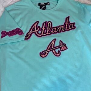 Atlanta Braves Embroidered Shirt Aqua Size XL